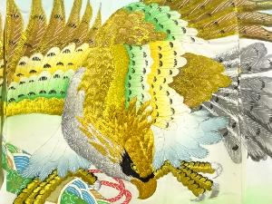 アンティーク　鷹に巻物模様刺繍紋付男児着物(内袖・長襦袢付き)